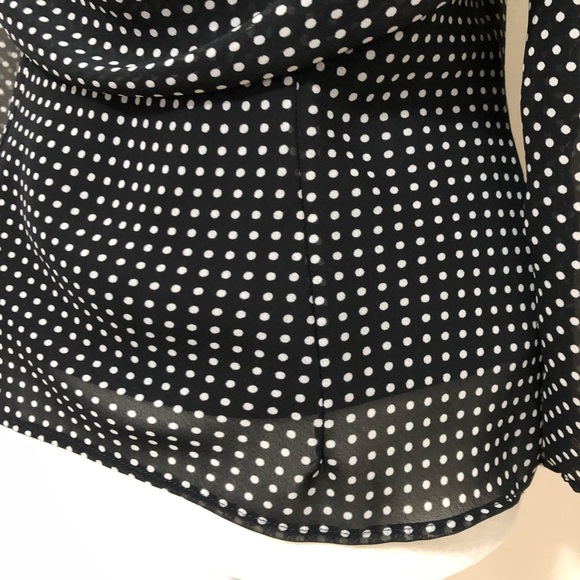 MSK Black Polka Dot Draped Neck Blouse - Picture 7 of 9